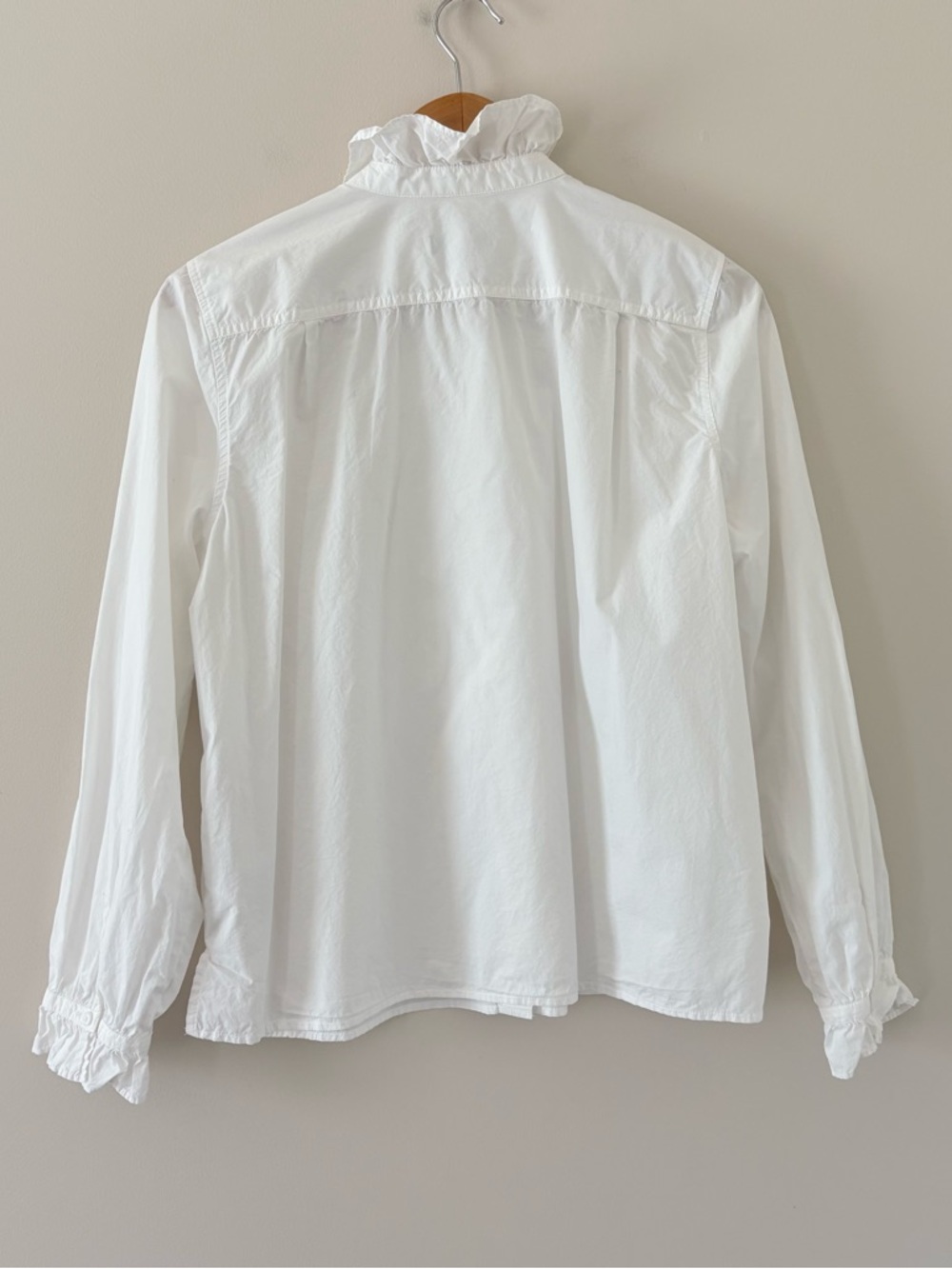 J Crew Cottage Ruffle Button Front Blouse Size 12 Cotton Long Sleeve Preppy - Picture 4 of 11
